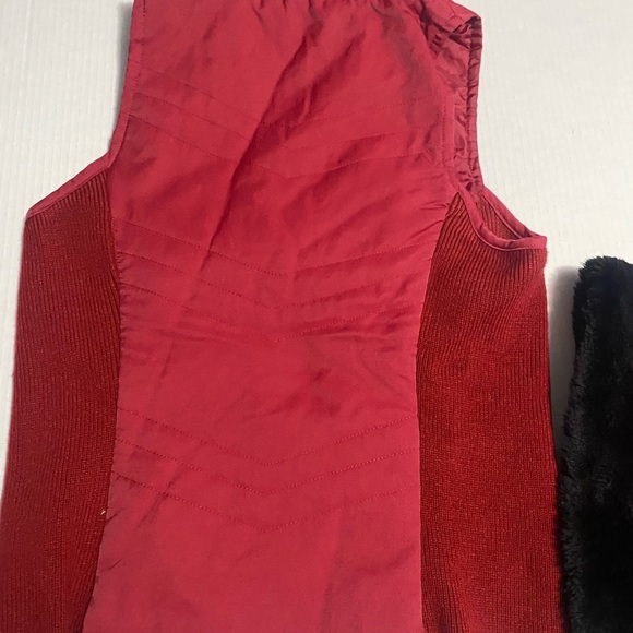 I.N. Studio Red and Black Varsity Jacket with Stand-Up Collar - Picture 4 of 11